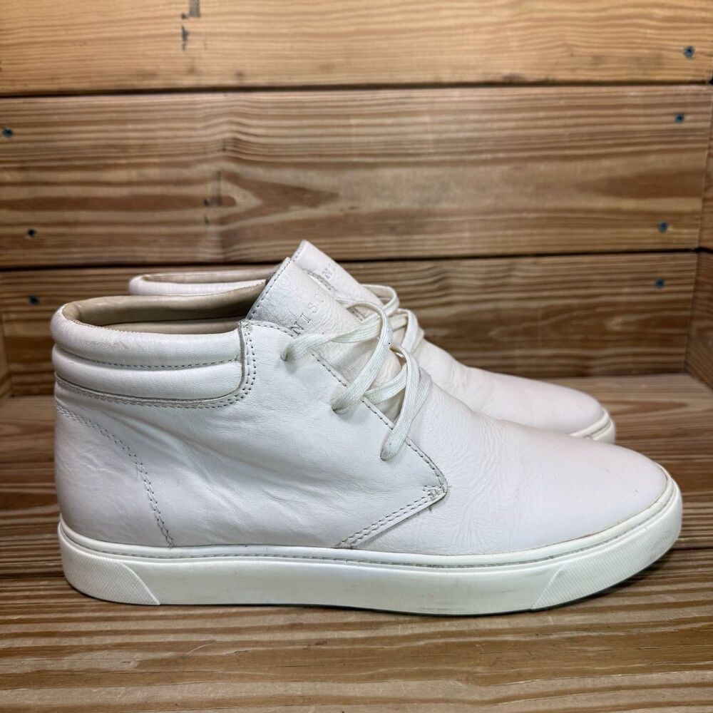 Nisolo Men’s 11 High Top Sneaker Beige Leather Lace Up Chukka Sneaker Shoes